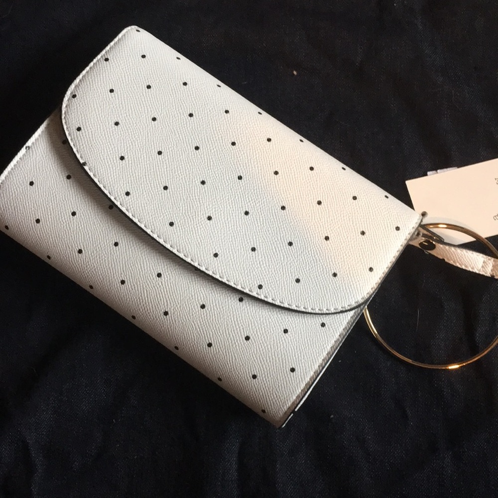 New polka dot Wristlet with metal loop handle